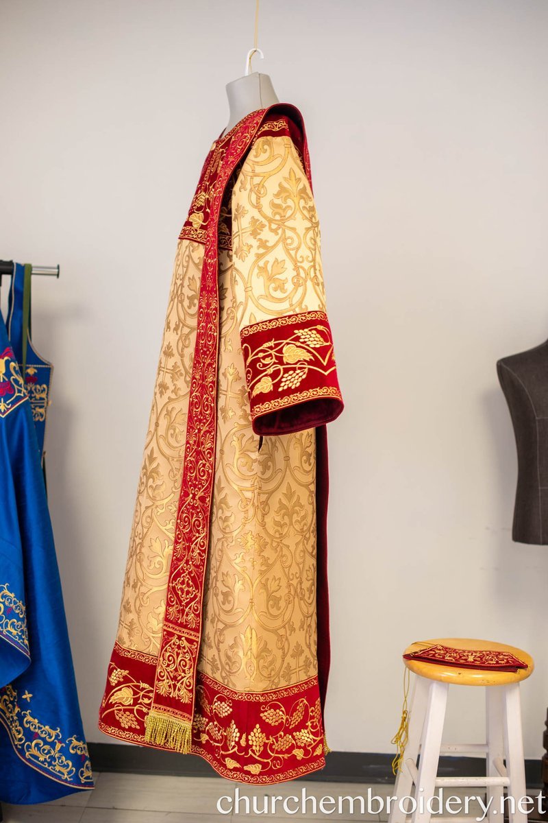 Orthodox Deacon Protodeacon Vestments set Burgundy Gold Brocade — photo 3