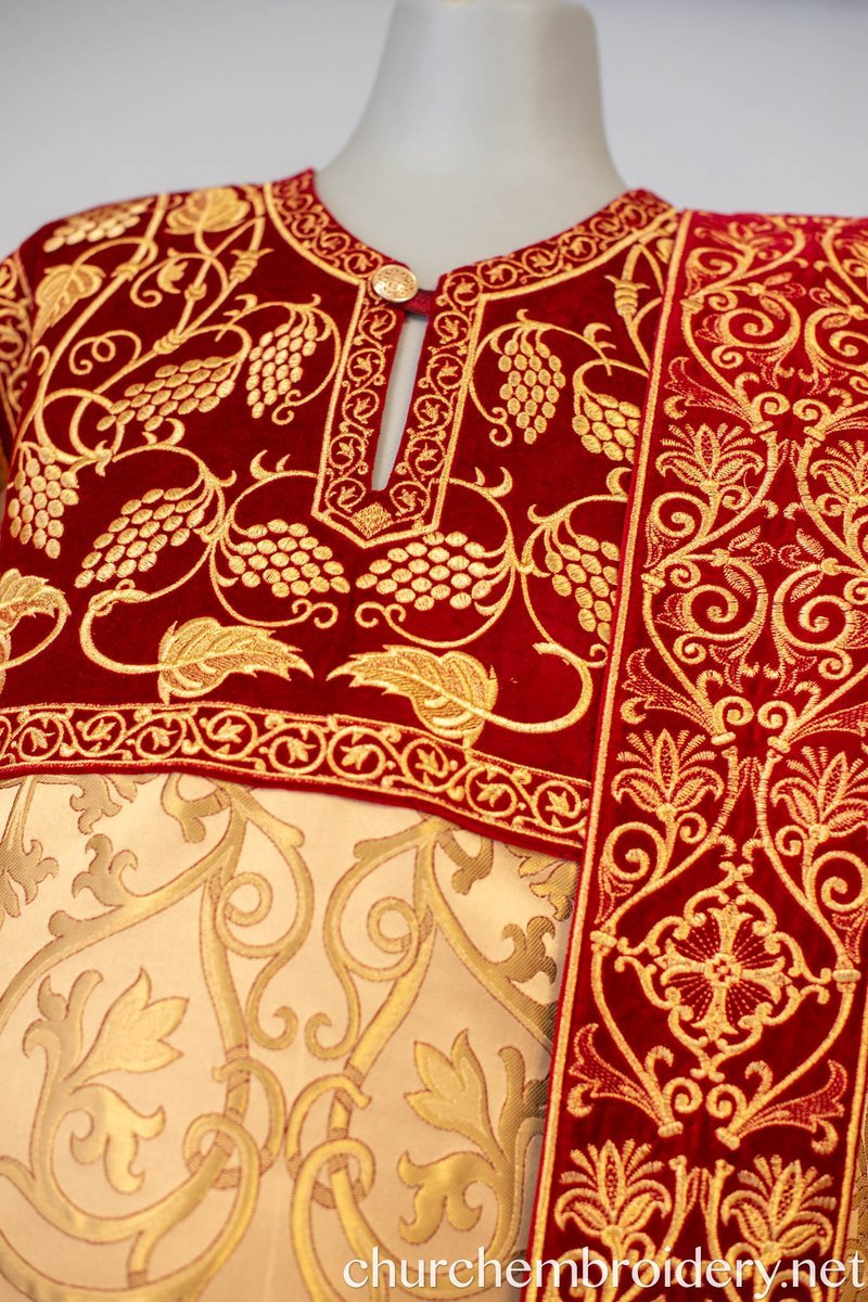 Orthodox Deacon Protodeacon Vestments set Burgundy Gold Brocade — photo 6