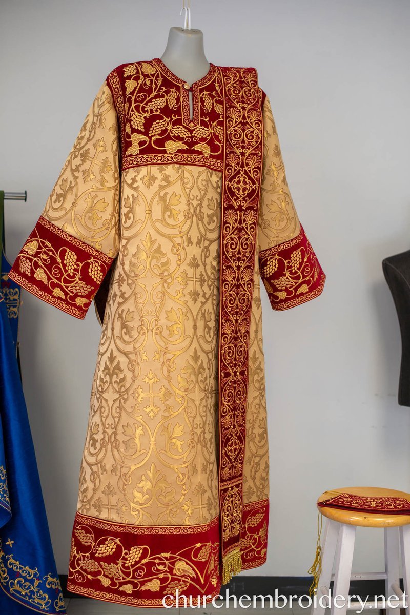 Orthodox Deacon Protodeacon Vestments set Burgundy Gold Brocade — photo 7