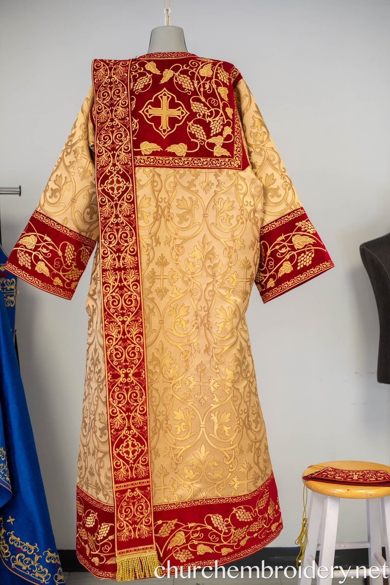 Orthodox Deacon Protodeacon Vestments set Burgundy Gold Brocade — photo 8