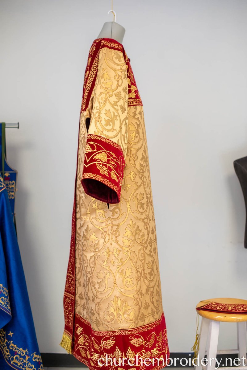 Orthodox Deacon Protodeacon Vestments set Burgundy Gold Brocade — photo 9