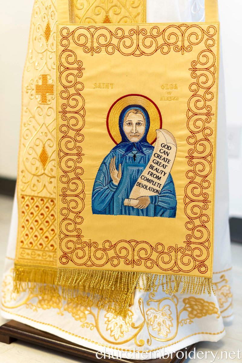 Orthodox Priest Nabedrennik with Embroidered Icon of Saint Olga of Alaska – Cust