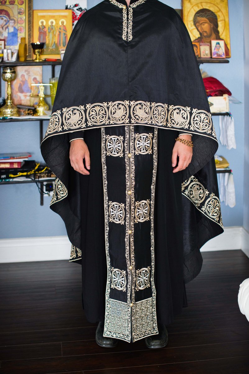 Orthodox priest vestments,Black, Embroidered — photo 12