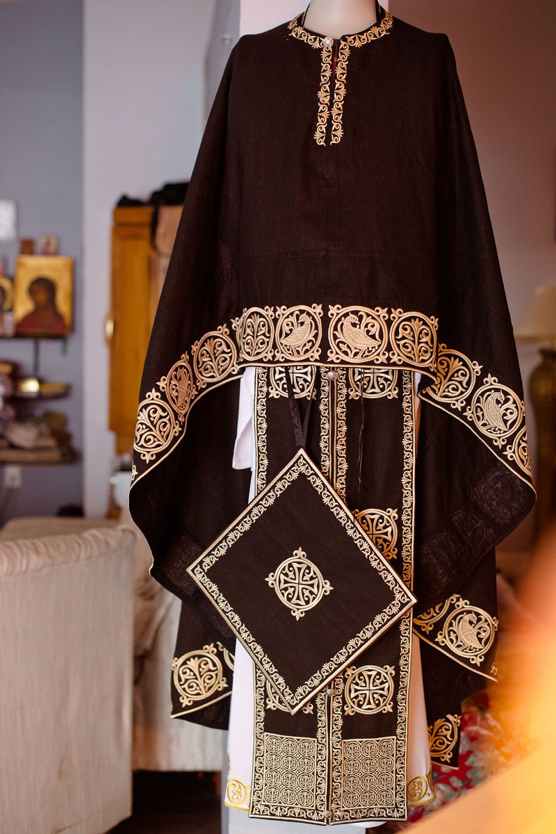 Orthodox priest vestments,Black, Embroidered — photo 2