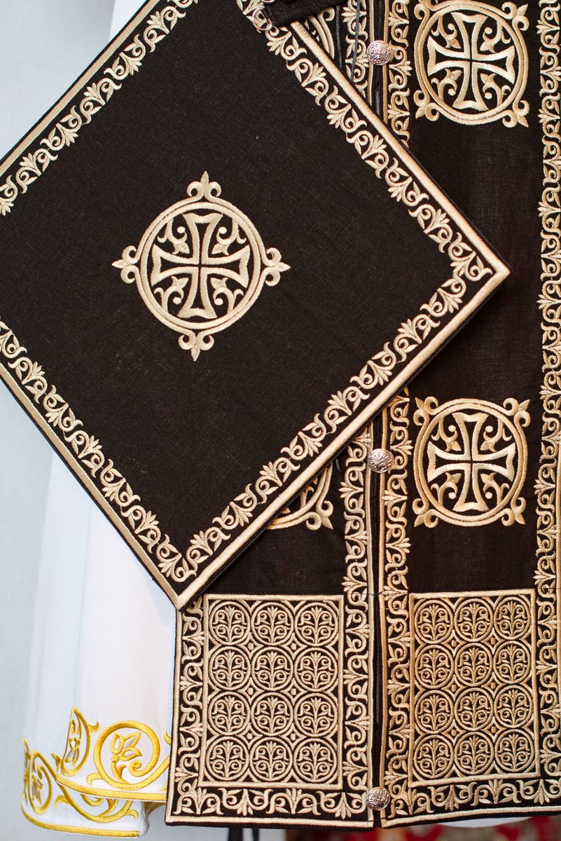 Orthodox priest vestments,Black, Embroidered — photo 3