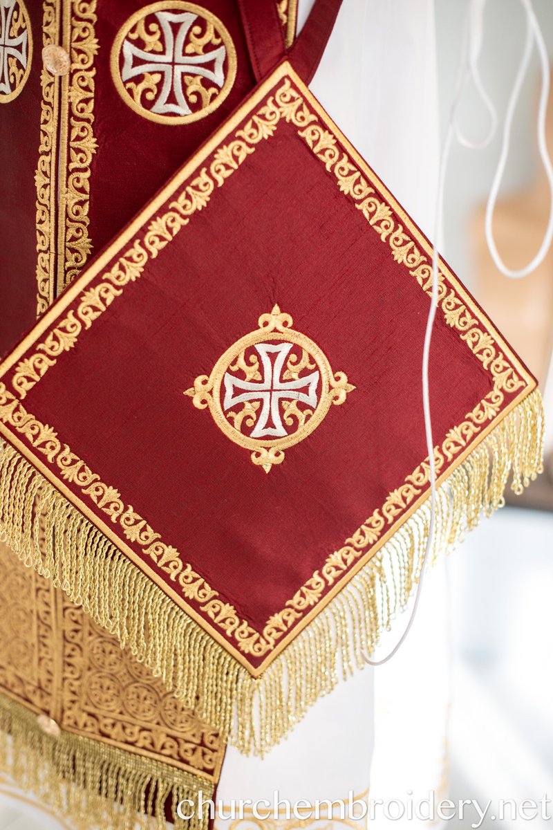 Orthodox Priest Vestments Set Dark Red Gold Silver Kelt Patterns — photo 7