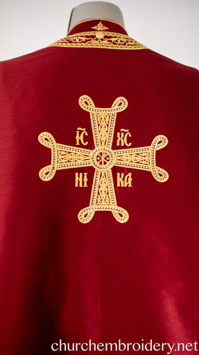 Orthodox Priest Vestments Set Dark Red Gold Silver Kelt Patterns — photo 8