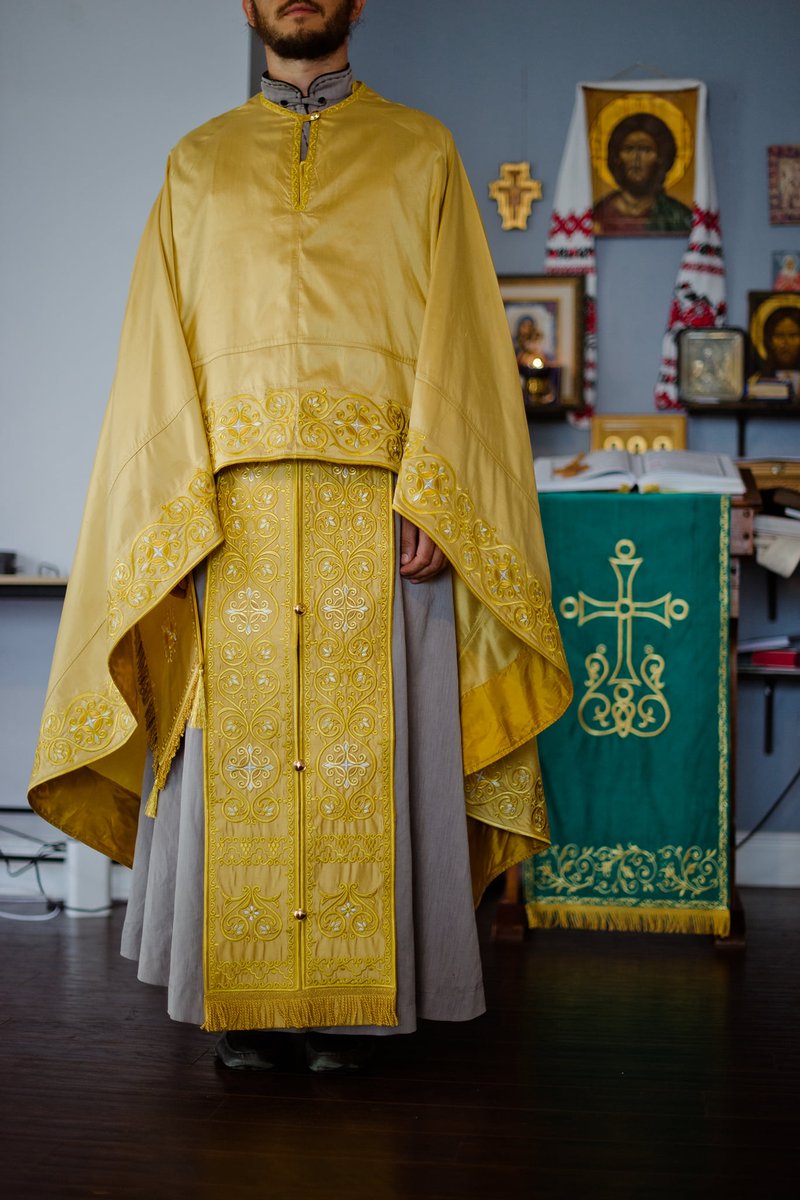 Orthodox priest vestments set greek style, Gold silk 100% natural — photo 6