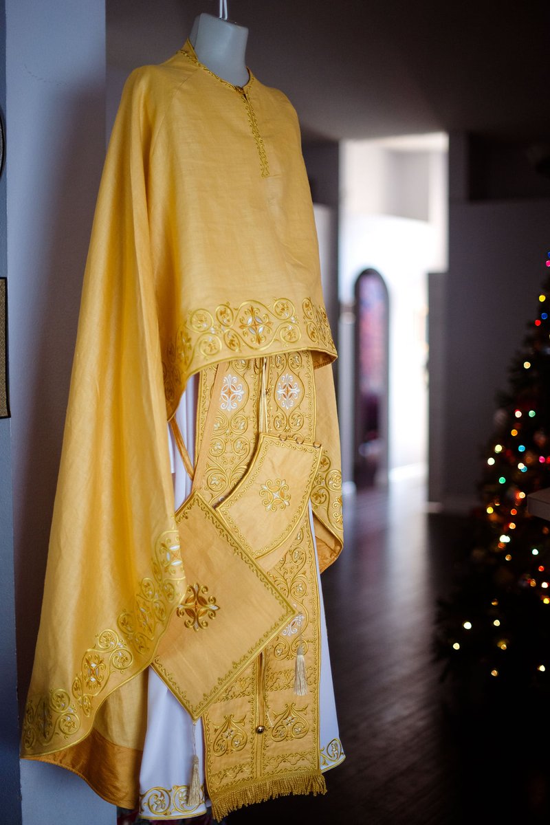 Orthodox priest vestments set greek style, Gold silk 100% natural