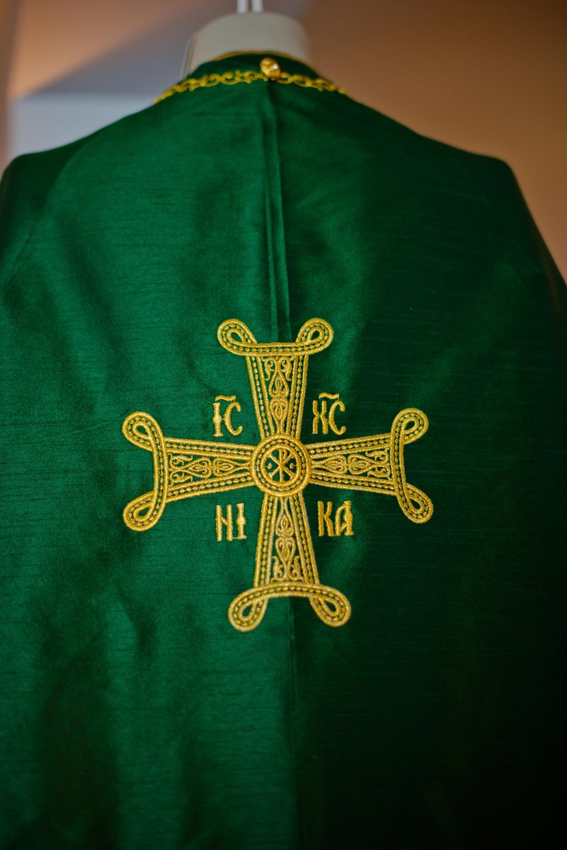 Orthodox priest vestments set, green emerald gold — photo 8