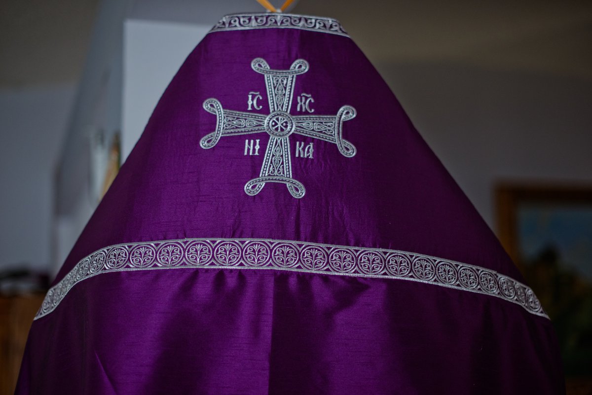 Orthodox priest vestments set, Purple silver, Embroidered, silk, Russian style — photo 3