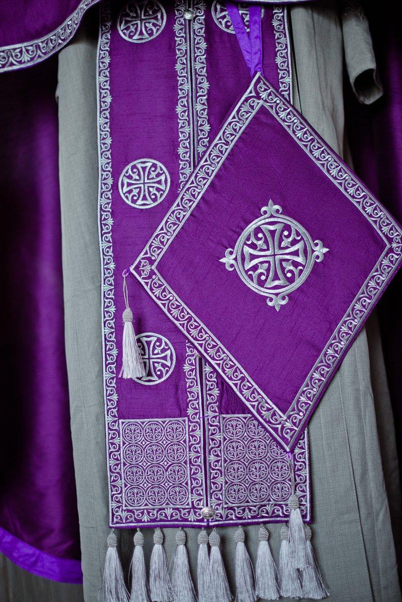 Orthodox priest vestments set, Purple silver, Embroidered, silk, Russian style — photo 4