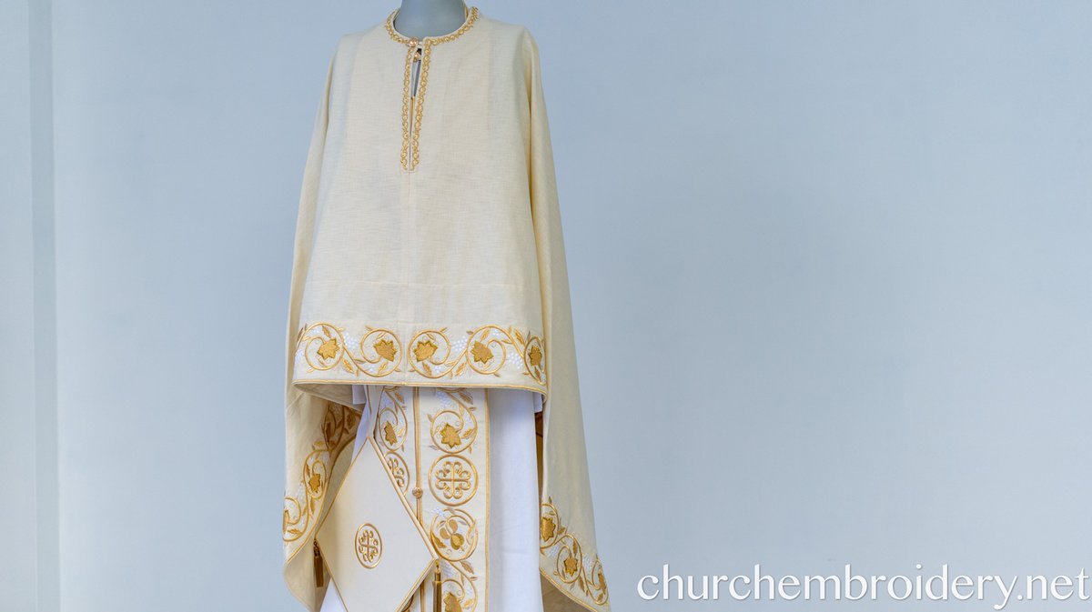Orthodox Priest Vestments Set, WHEAT, Embroidered, Linen! — photo 4