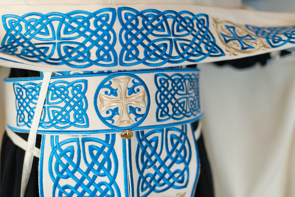 Orthodox priest vestments,White-blue, Embroidered, Linen — photo 5