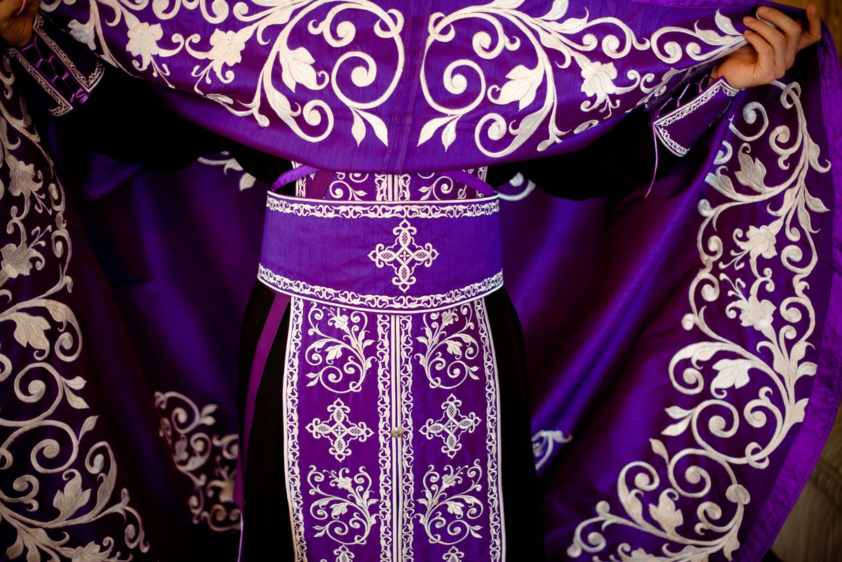 Orthodox priest vestments set, Purple silver, Embroidered, silk — photo 7