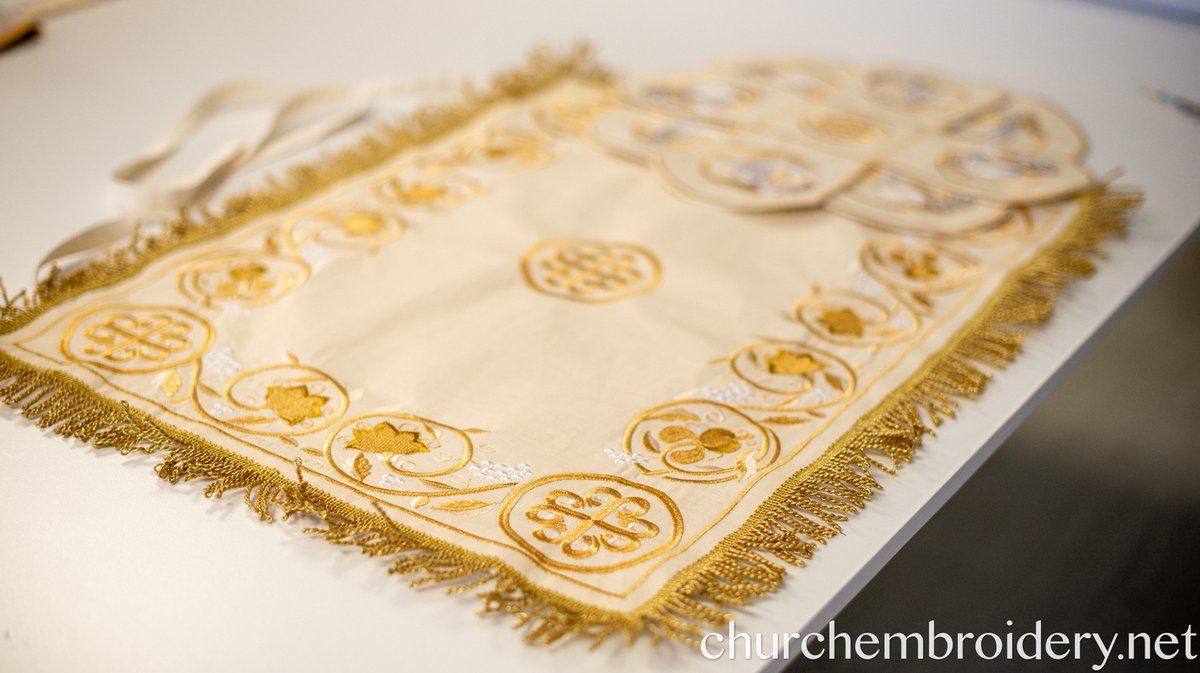 Orthodox Chalice Covers Set  Green Gold  Fully Embroidered for The Holy Gifts — photo 5