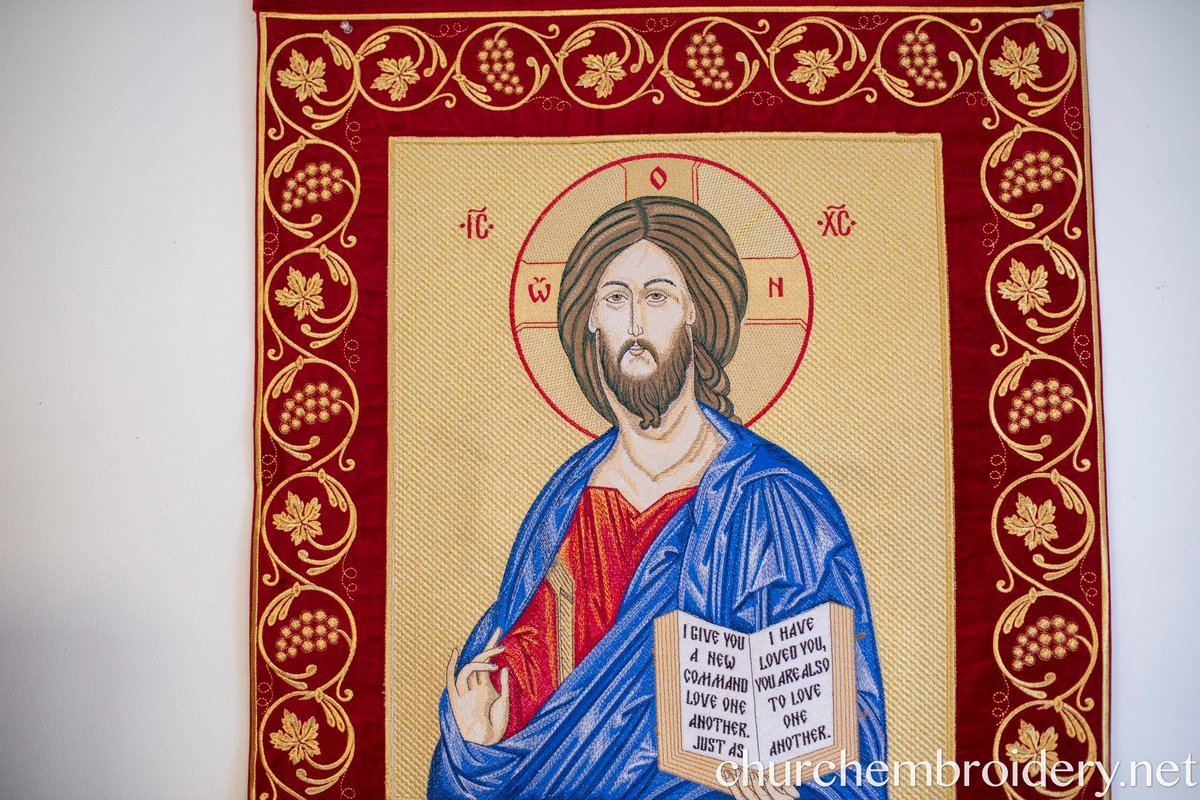 Pair of Embroidered Banners Horugvy with Christ our Lord and Theotokos — photo 2