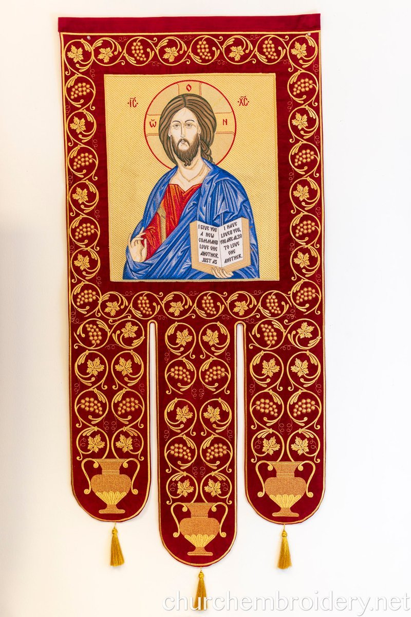 Pair of Embroidered Banners Horugvy with Christ our Lord and Theotokos — photo 3