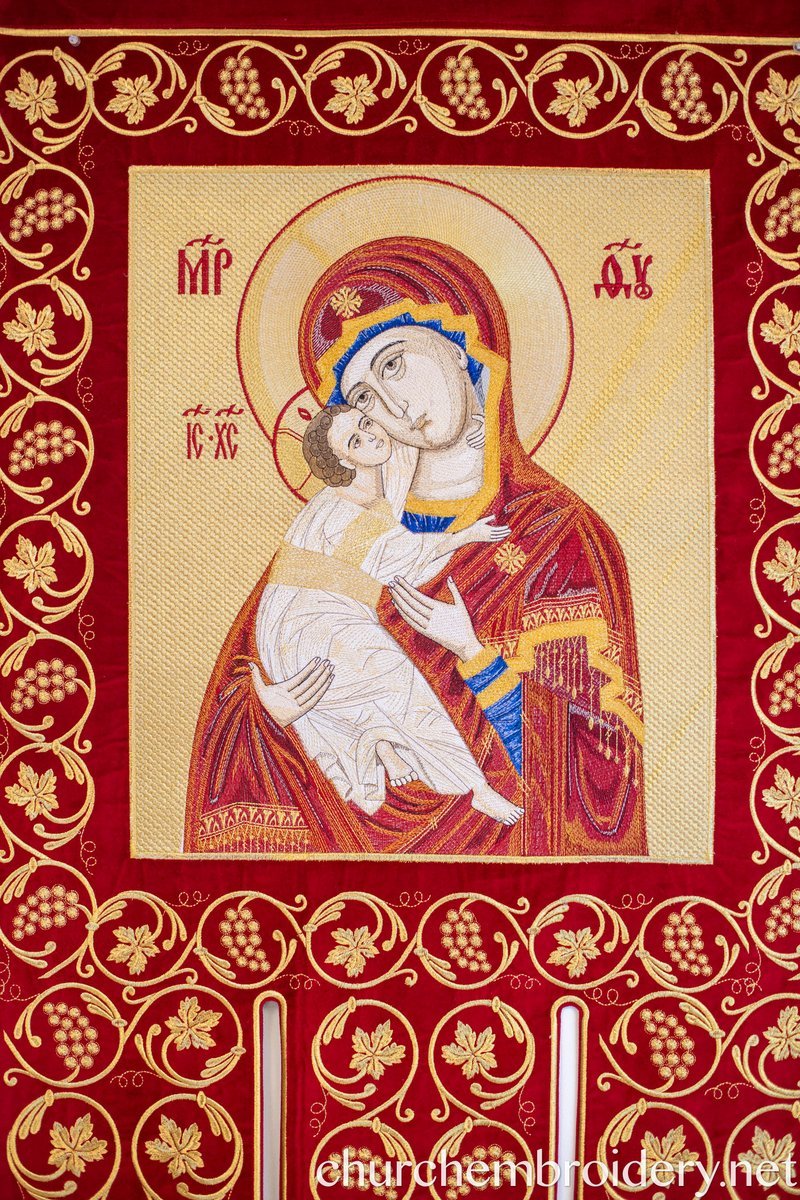 Pair of Embroidered Banners Horugvy with Christ our Lord and Theotokos — photo 4