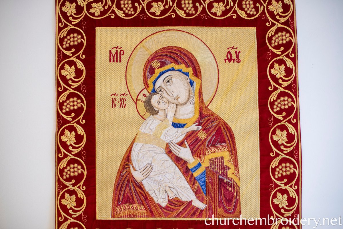 Pair of Embroidered Banners Horugvy with Christ our Lord and Theotokos — photo 5
