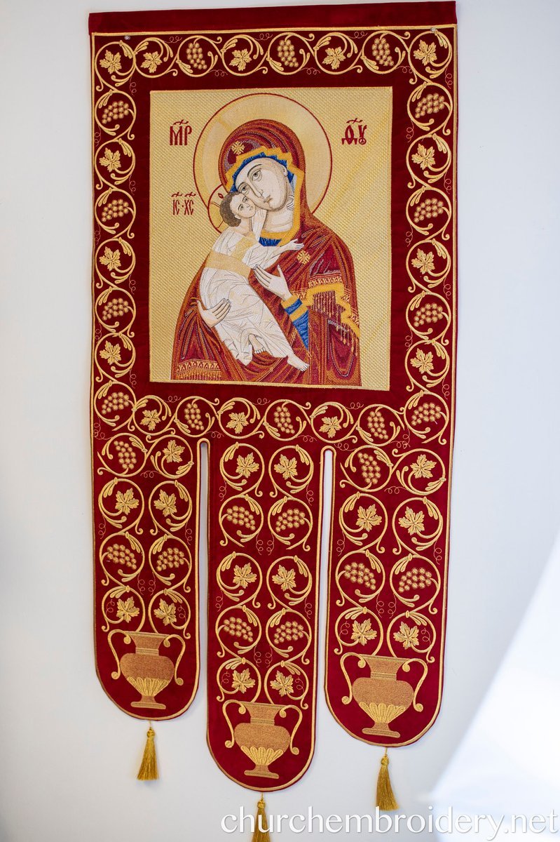 Pair of Embroidered Banners Horugvy with Christ our Lord and Theotokos — photo 6