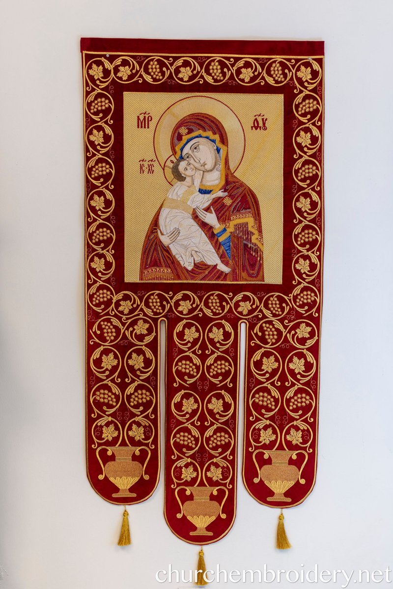 Pair of Embroidered Banners Horugvy with Christ our Lord and Theotokos — photo 7