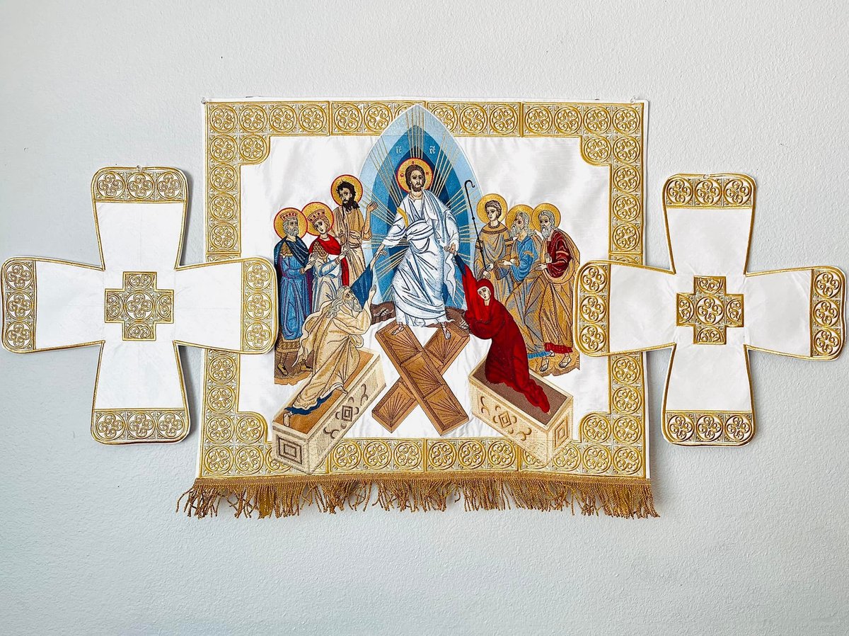 Paschal Chalice Covers Set – Large Icon of the Resurrection, Fully Embroidered