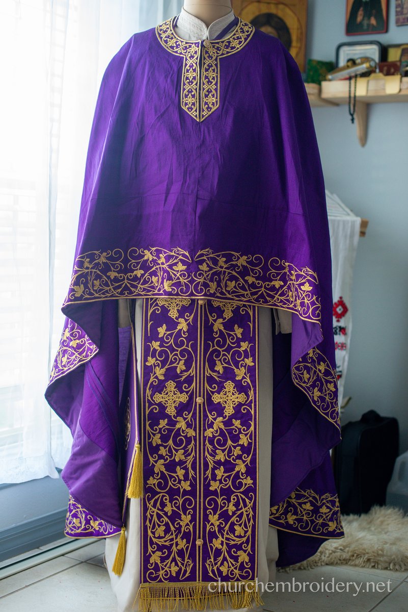 Purple BLACKTHORN fully embroidered  vestments priest set Greek — photo 2