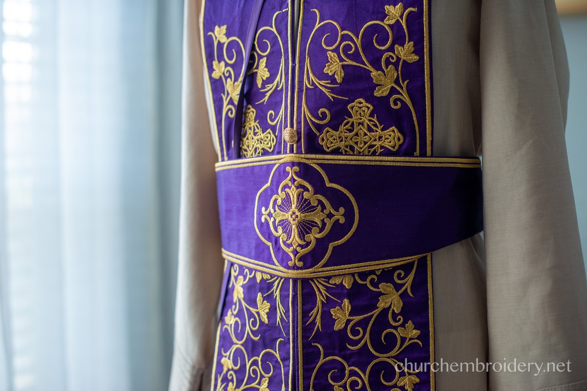 Purple BLACKTHORN fully embroidered  vestments priest set Greek — photo 3
