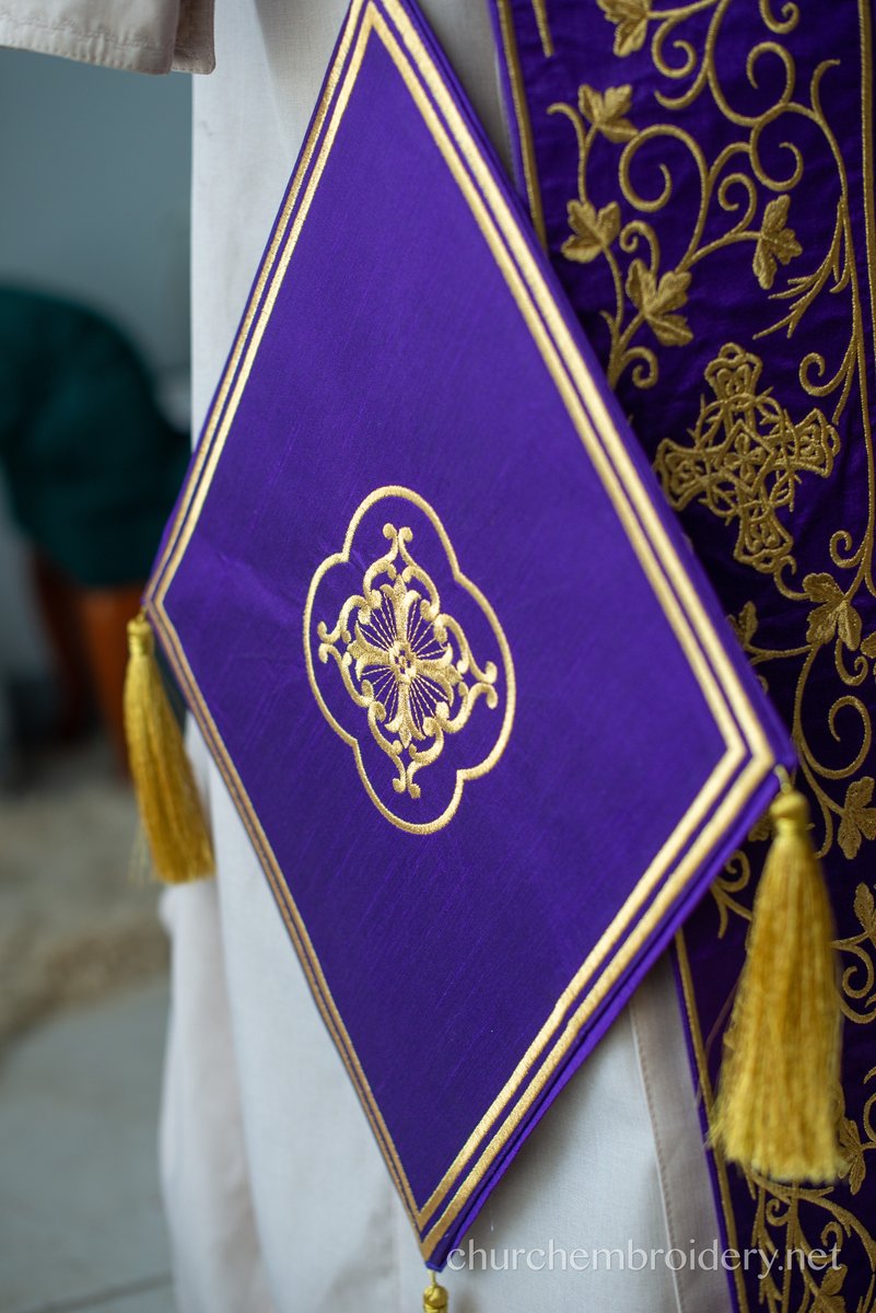 Purple BLACKTHORN fully embroidered  vestments priest set Greek — photo 4