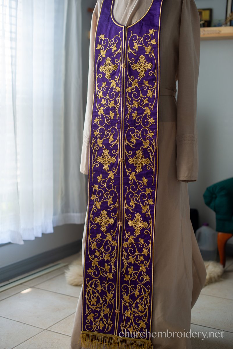 Purple BLACKTHORN fully embroidered  vestments priest set Greek — photo 5