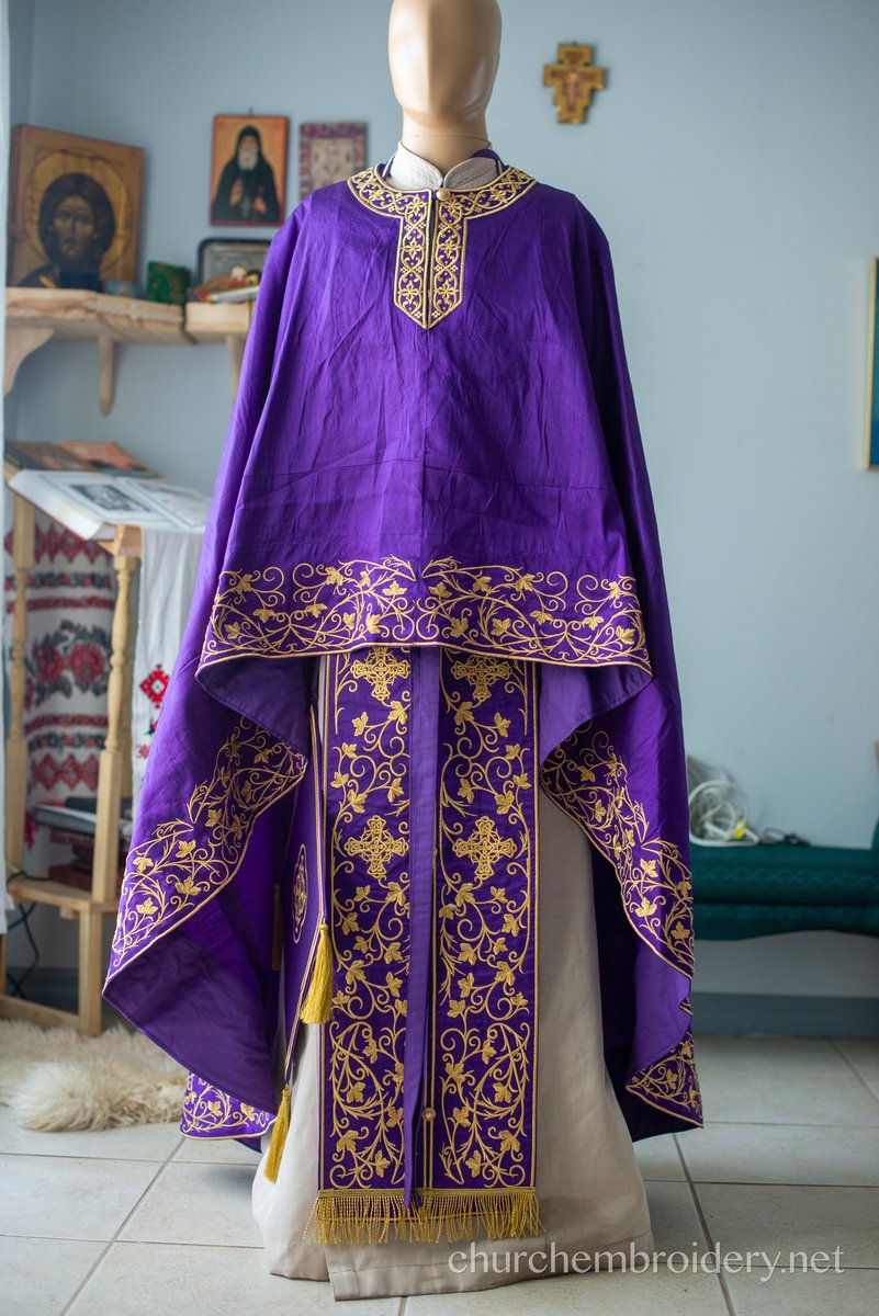 Purple BLACKTHORN fully embroidered  vestments priest set Greek — photo 6