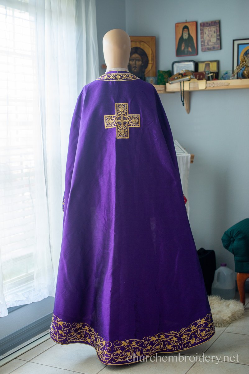 Purple BLACKTHORN fully embroidered  vestments priest set Greek