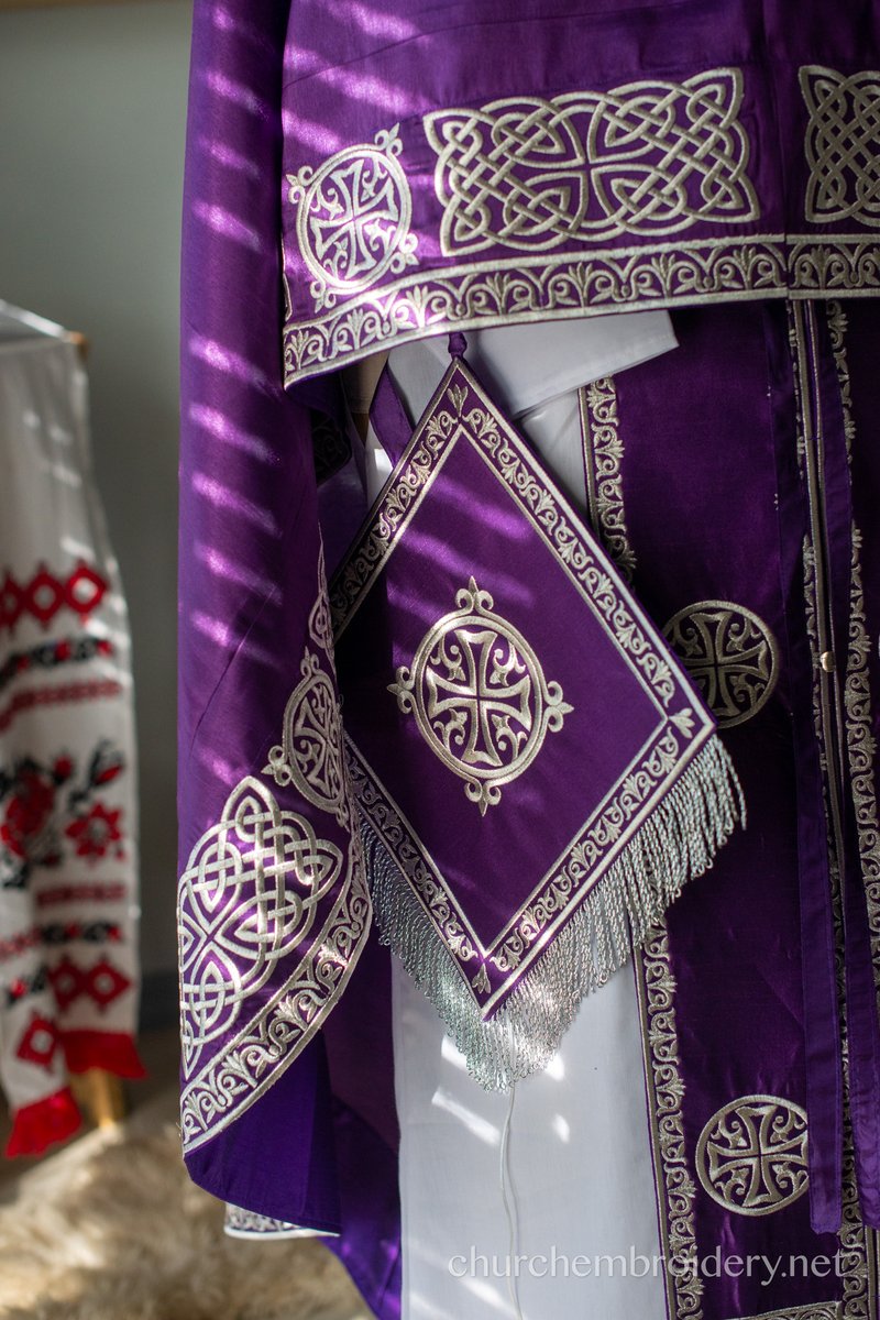 Purple Kelt fully embroidered  vestments priest set Greek — photo 2