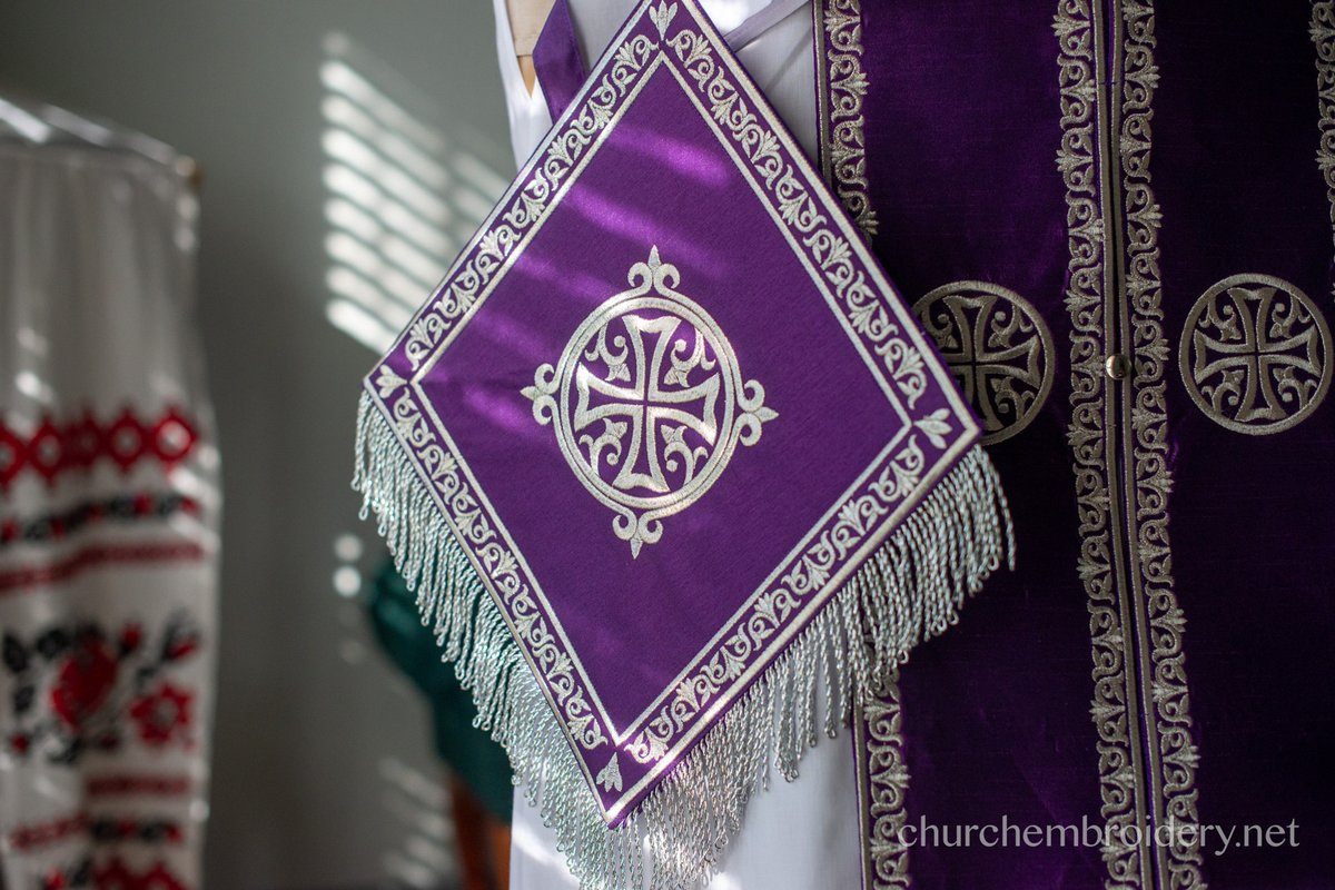 Purple Kelt fully embroidered  vestments priest set Greek — photo 4
