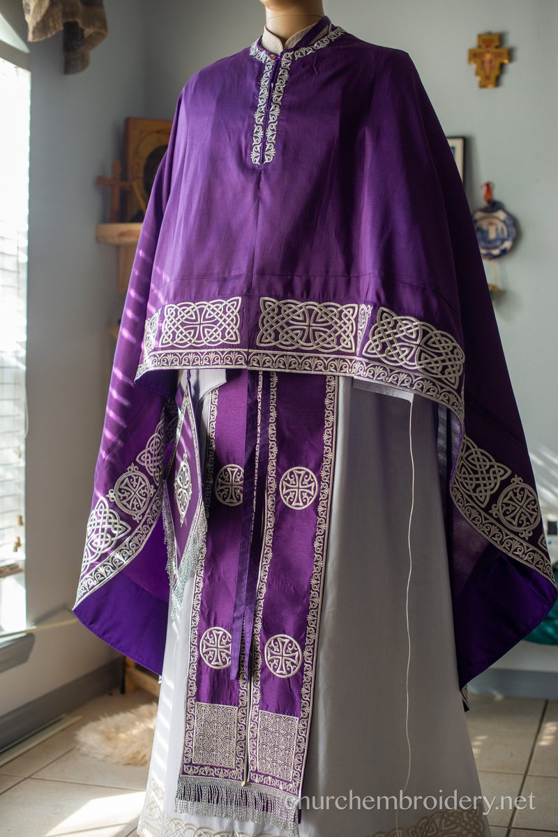 Purple Kelt fully embroidered  vestments priest set Greek