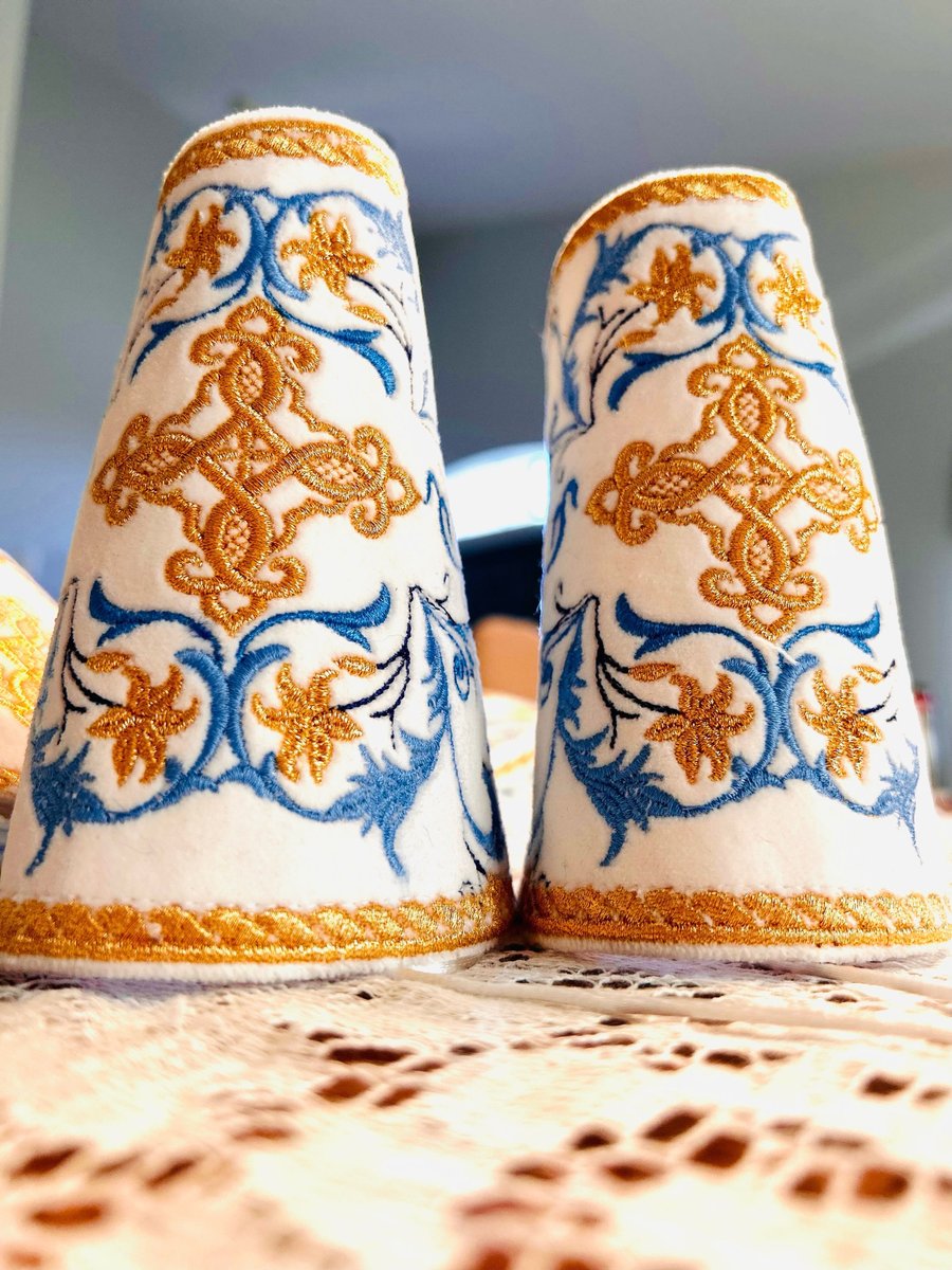 Subdeacon deacon set white blue gold with cuffs — photo 2