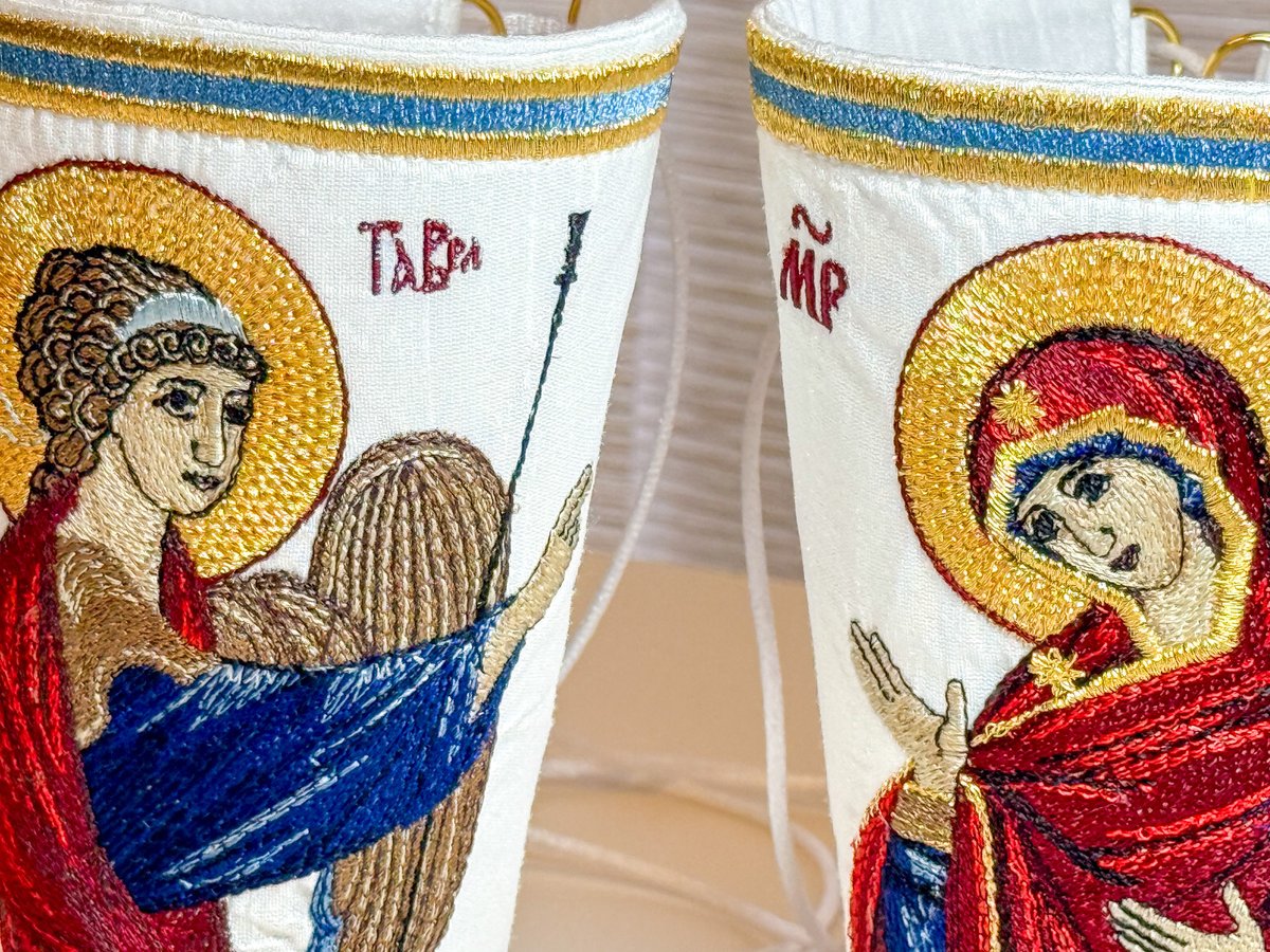 Vestments cuffs epimanika for priest, deacon, bishop with icons of Annonciation — photo 2