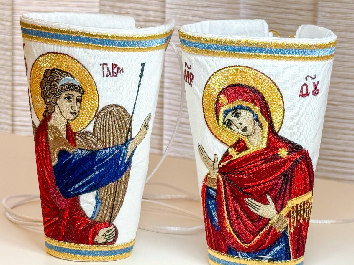 Vestments cuffs epimanika for priest, deacon, bishop with icons of Annonciation — photo 4
