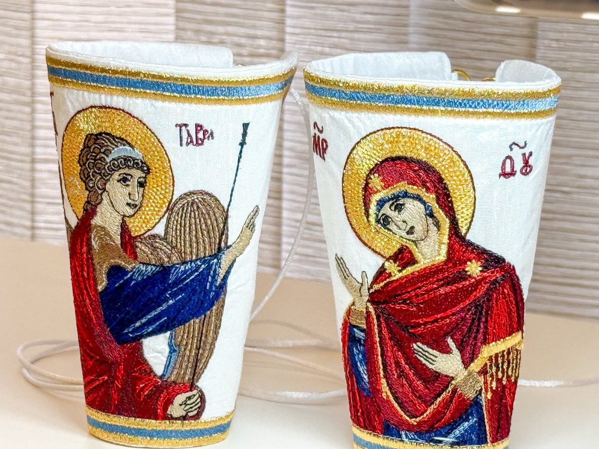 Vestments cuffs epimanika for priest, deacon, bishop with icons of Annonciation — photo 5