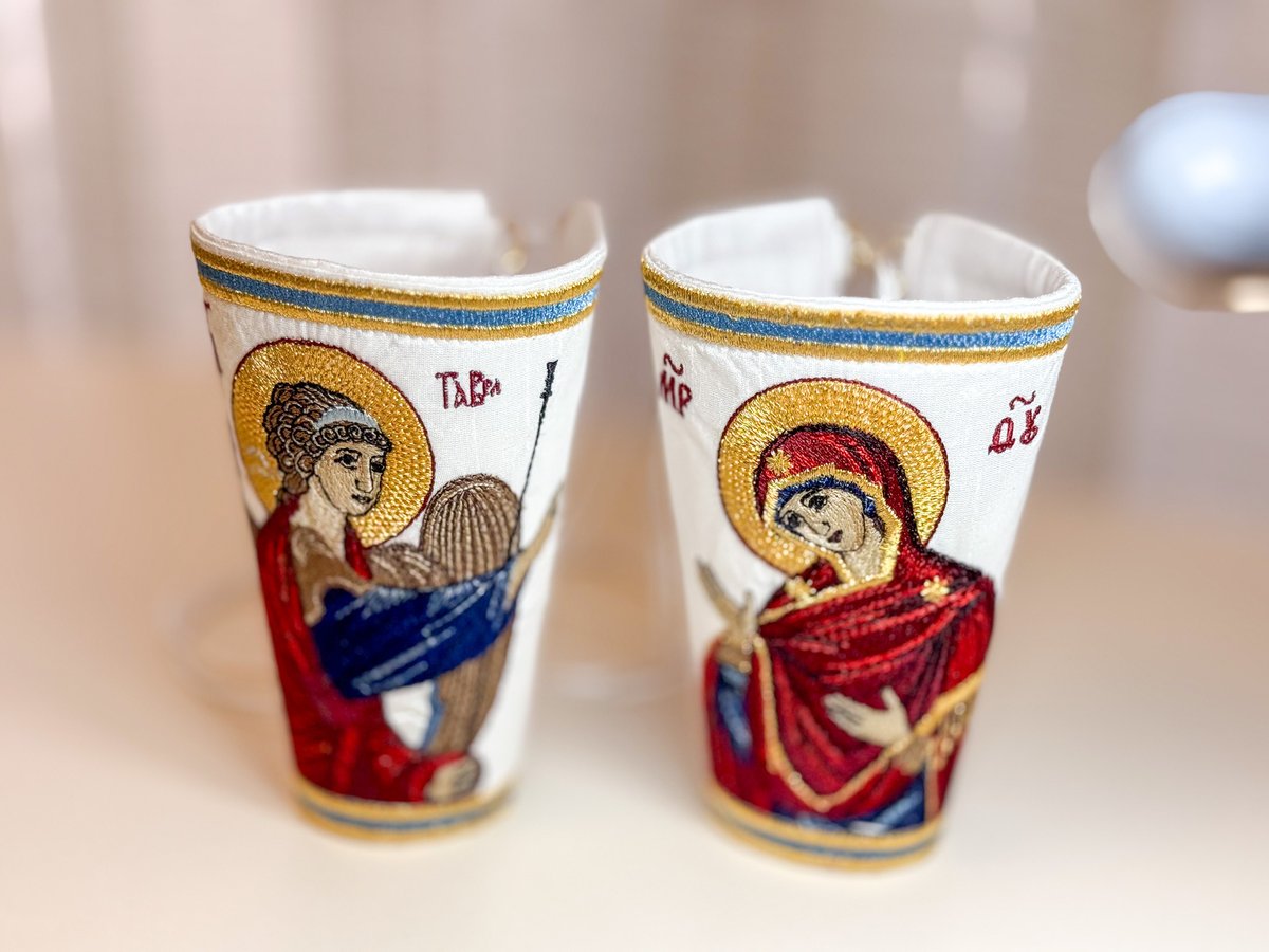 Vestments cuffs epimanika for priest, deacon, bishop with icons of Annonciation