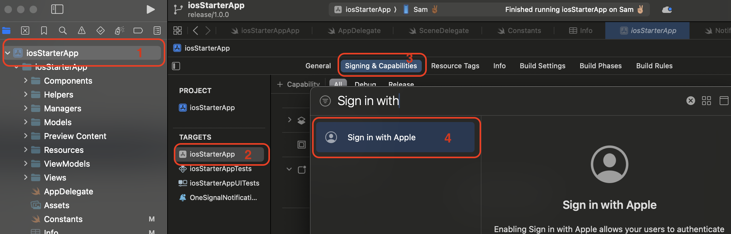 Add sign in with apple capability