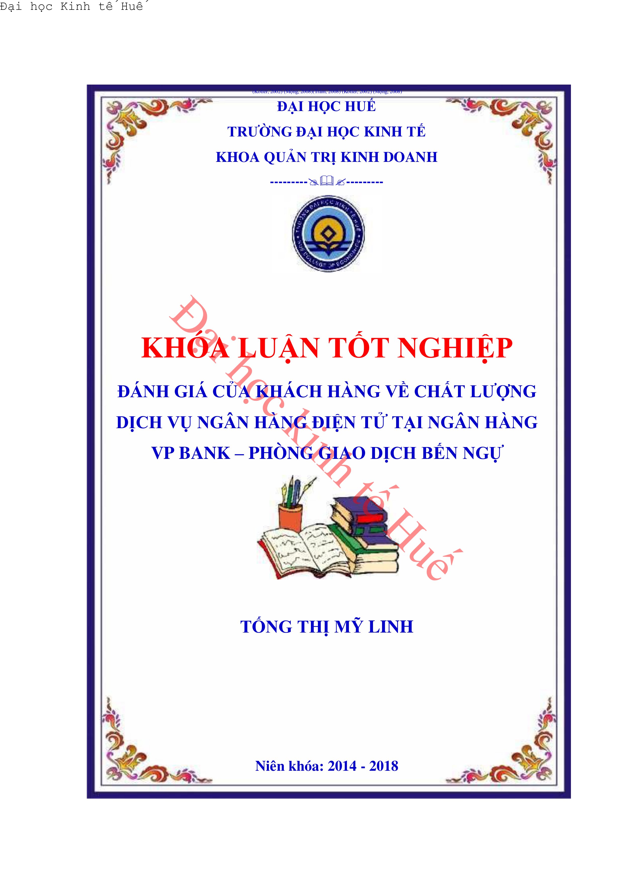 Đánh giá của khách hàng về chất lượng dịch vụ ngân hàng điện tử tại ngân hàng vp bank – phòng giao