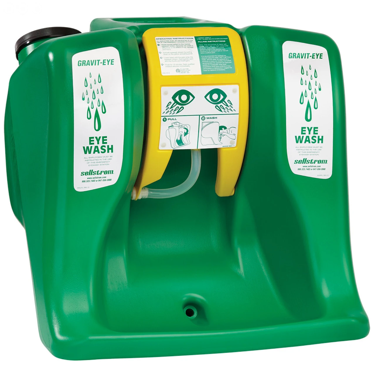 High capacity 16 gallon portable eye wash for extended flushing