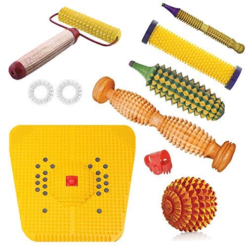 ACS Wooden Foot Roller Acupressure Magnetic Stress Mat Combo Kit Price in India