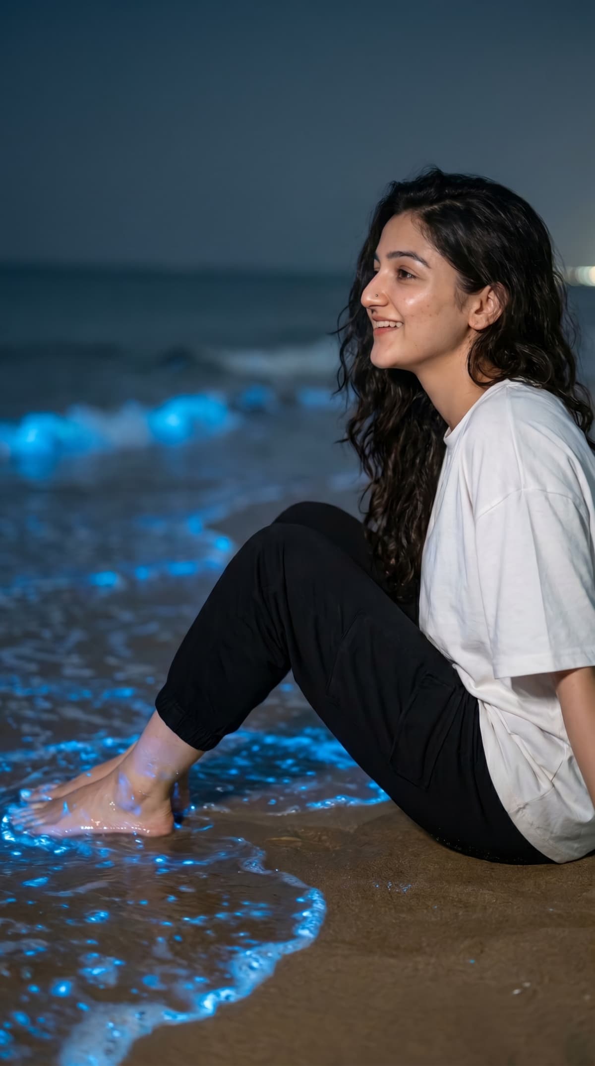 Girl on beach — AI photo created with this prompt