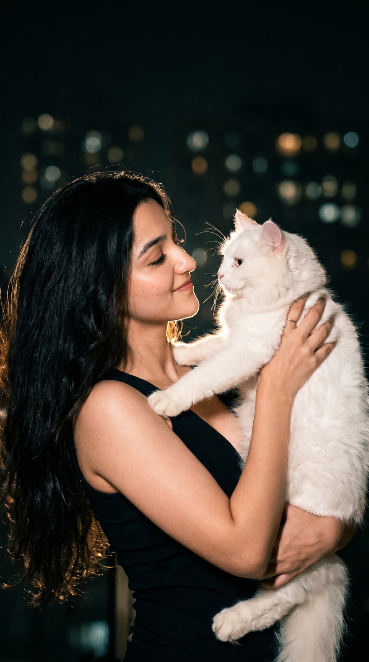 Girl with cat — AI photo created with this prompt
