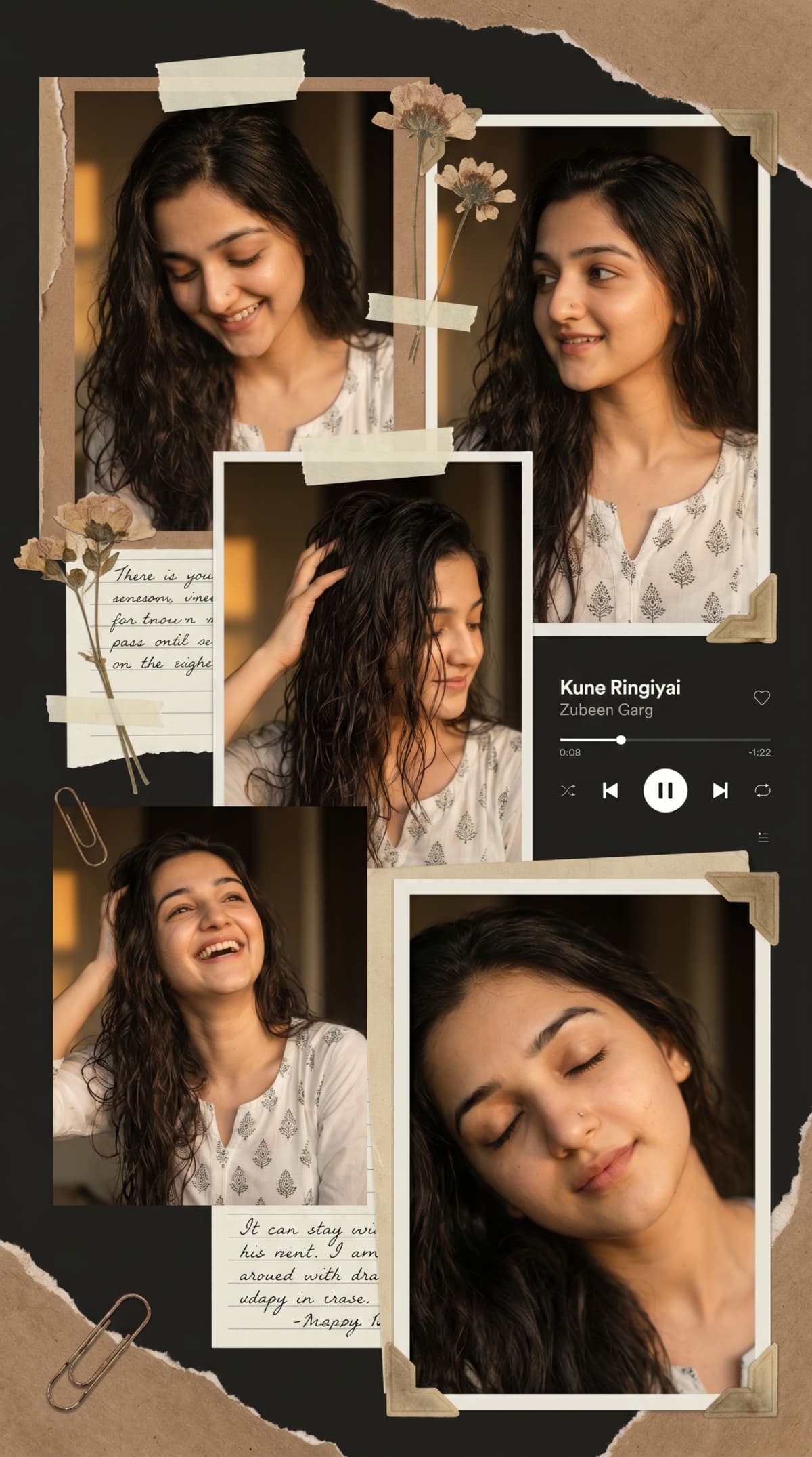 dark aesthetic scrapbook-style collage poster — AI photo created with this prompt