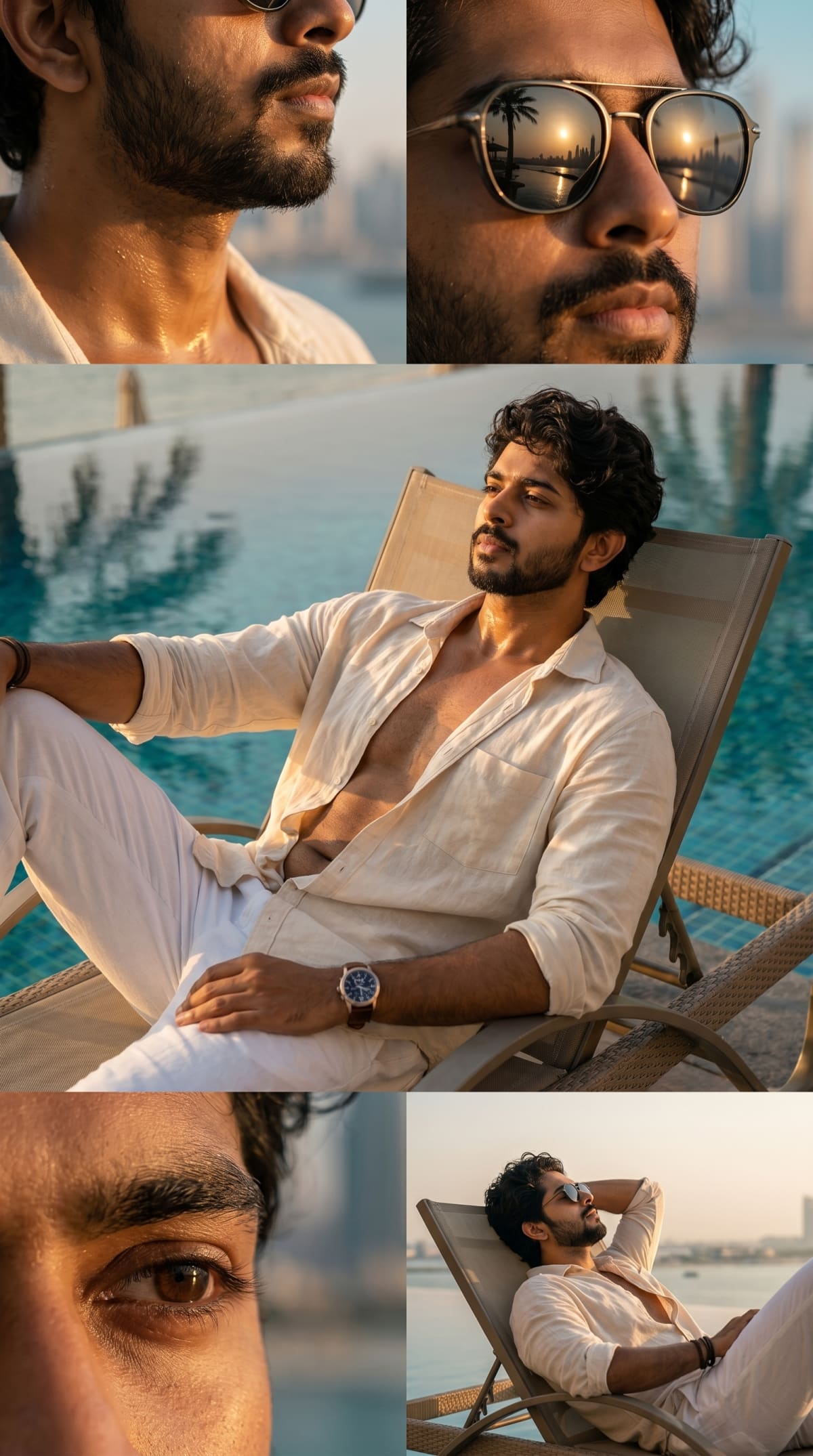 Ultra realistic luxury summer portrait collage — AI photo created with this prompt