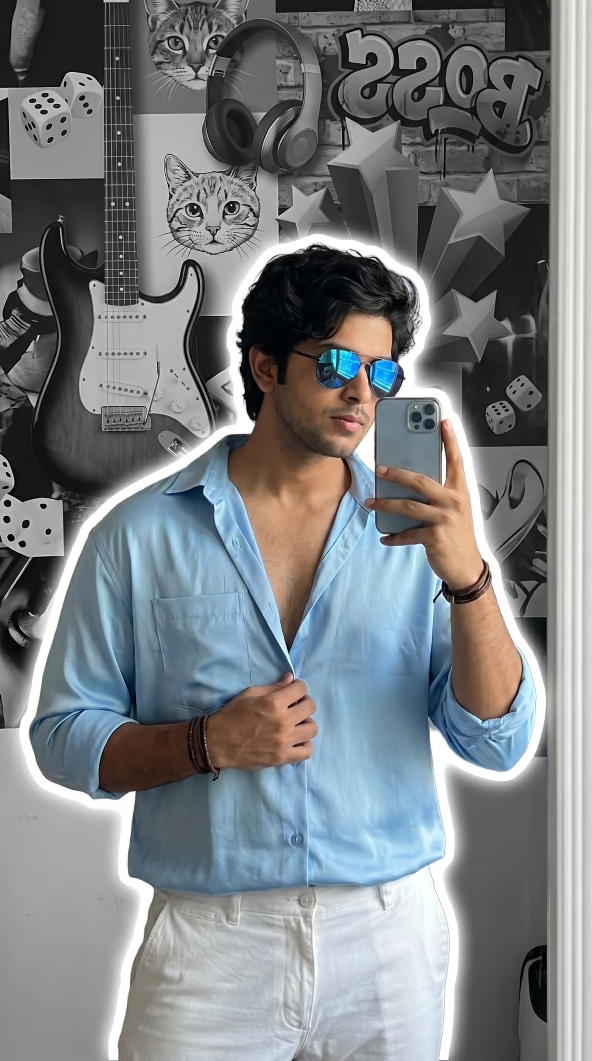 A stylish young man taking a mirror selfie — AI photo created with this prompt